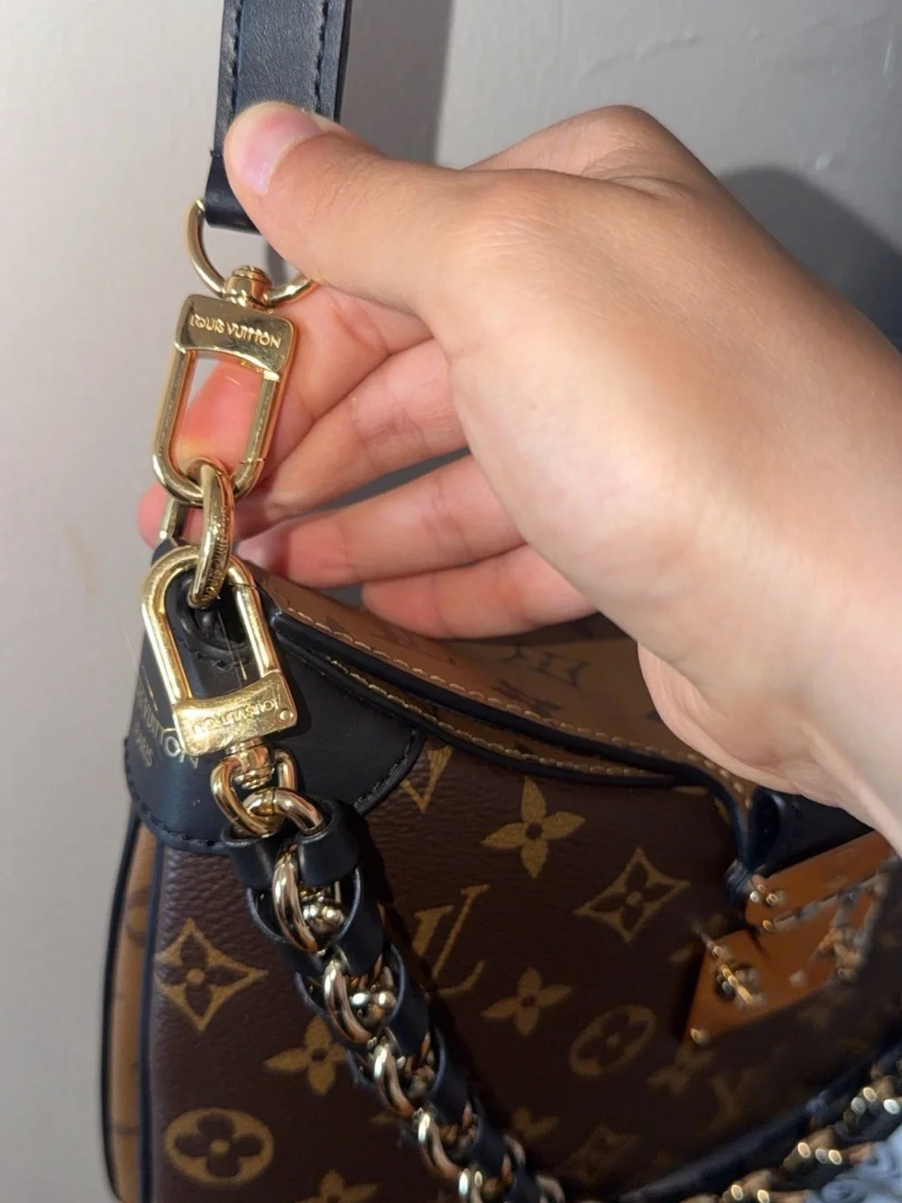 Louis Vuitton Monogram Canvas Shoulder Bag with Gold Hardware